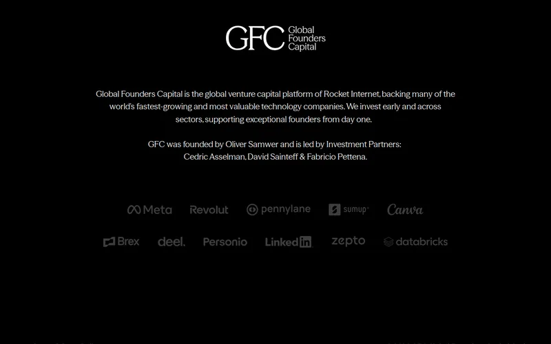 Website snapshot for Global Founders Capital