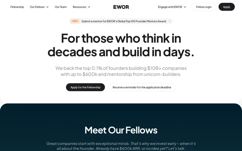 Website snapshot for eWor Venture Capital