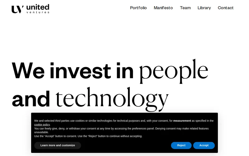 Website snapshot for United Ventures