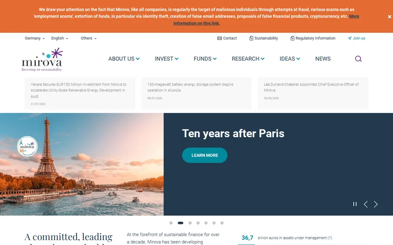 Website snapshot for Mirova