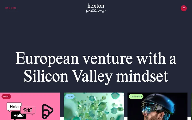 Website snapshot for Hoxton Ventures