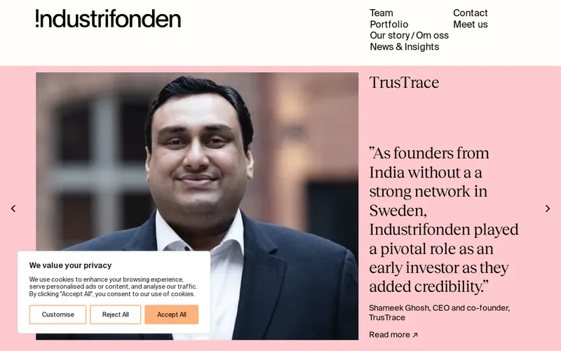 Website snapshot for Industrifonden