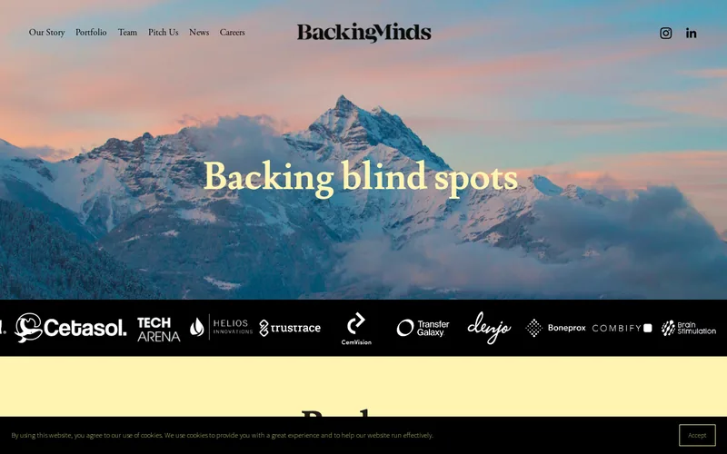 Website snapshot for Backing Minds