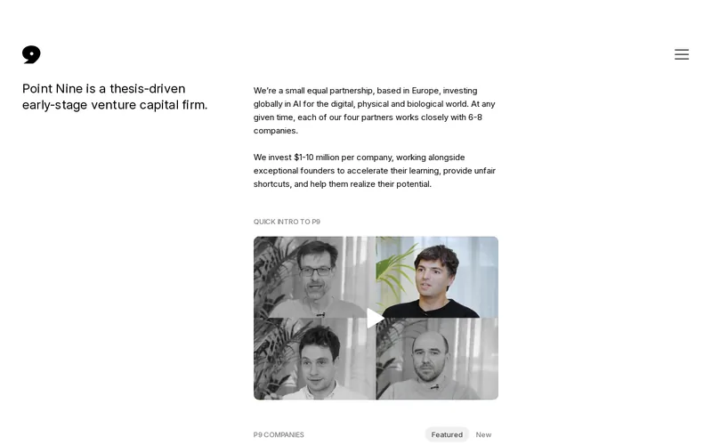 Website snapshot for Point Nine Capital