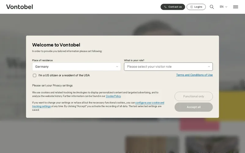 Website snapshot for Vontobel