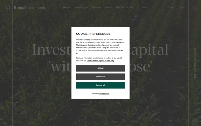 Website snapshot for Bregal Investments