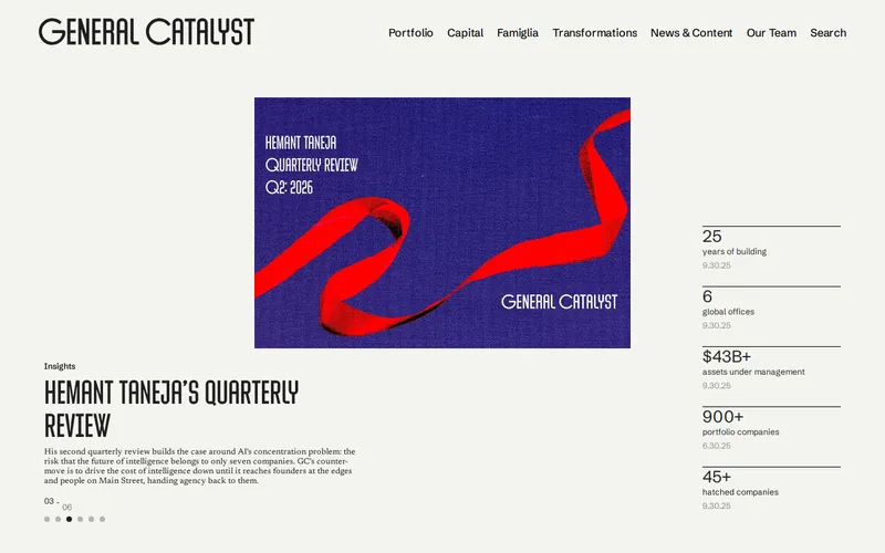 Website snapshot for General Catalyst