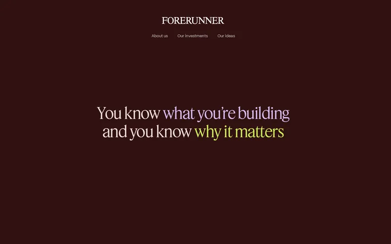 Website snapshot for Forerunner Ventures