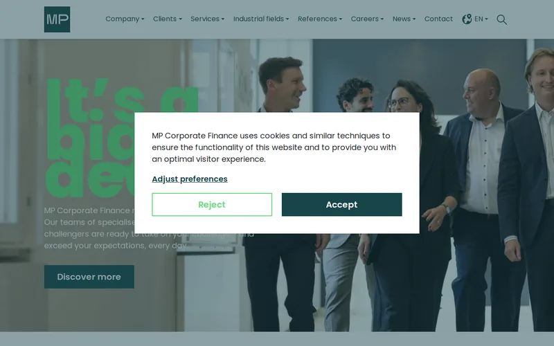 Website snapshot for MP Corporate Finance GmbH