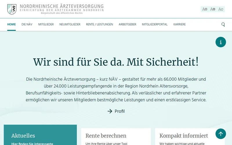 Website snapshot for Nordrheinische Ärzteversorgung