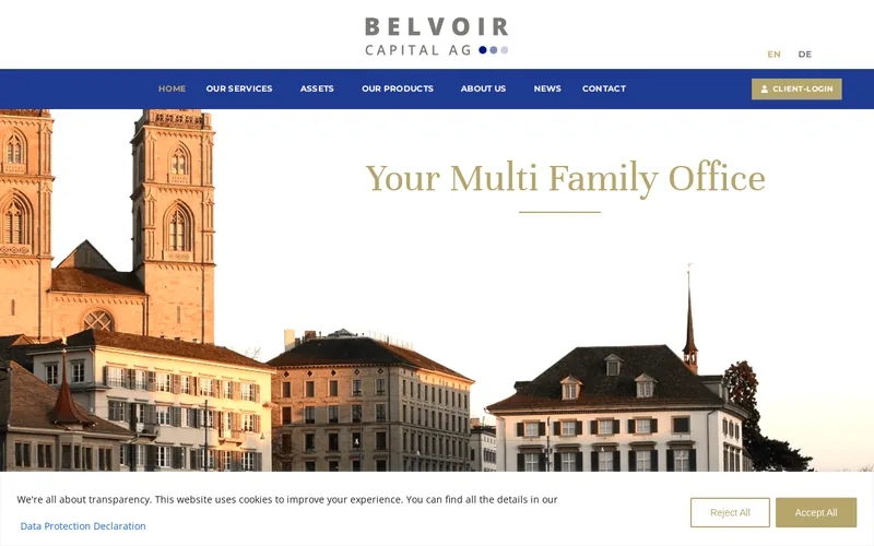 Website snapshot for Belvoir Capital