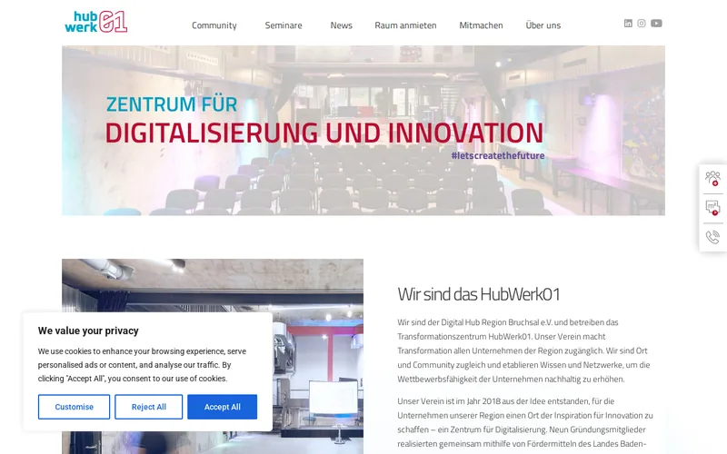 Website snapshot for HubWerk01 – Digital Hub Region Bruchsal