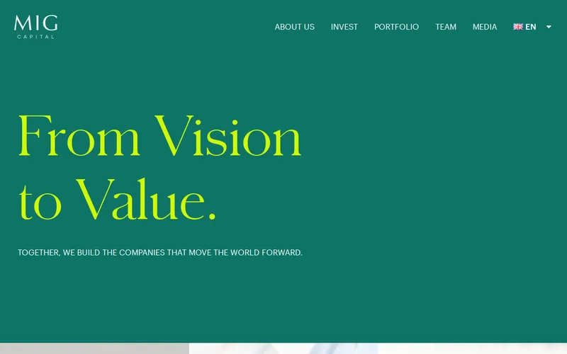 Website snapshot for MIG Capital