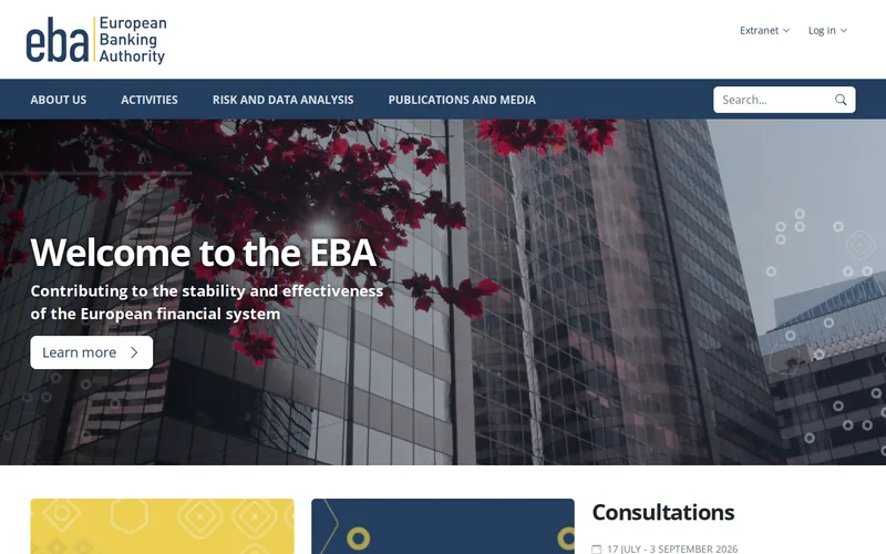 Website snapshot for European Banking Authority (EBA)