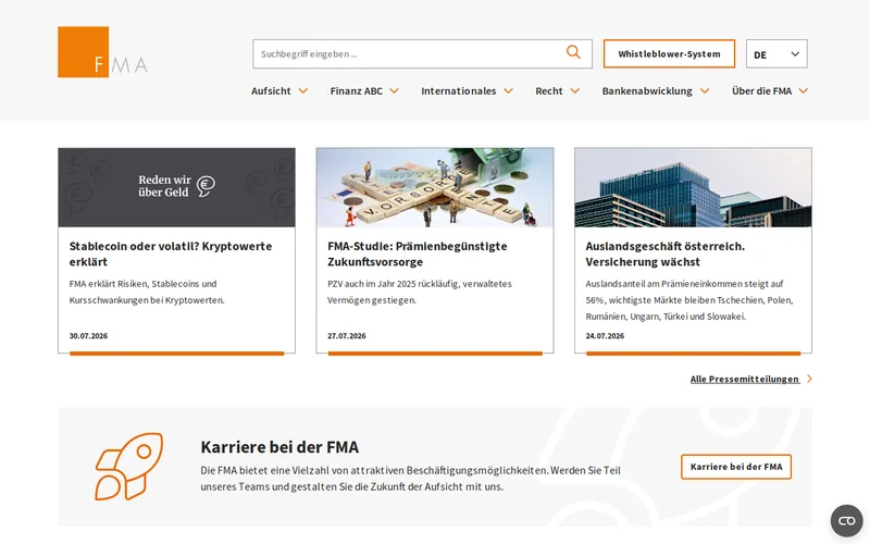 Website snapshot for Österreichische Finanzmarktaufsicht (FMA)