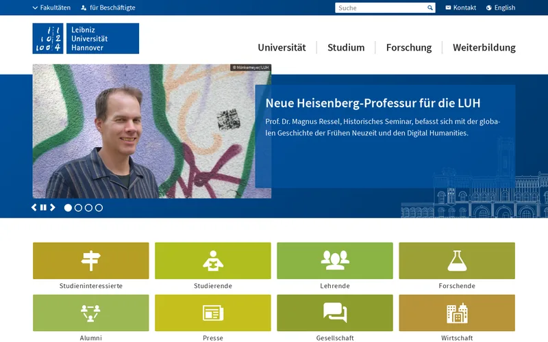 Website snapshot for Leibniz University Hannover