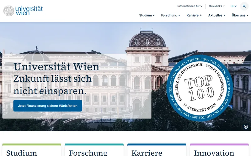 Website snapshot for University of Vienna
