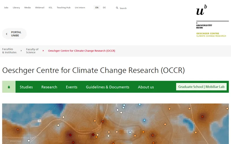 Website snapshot for Oeschger Centre for Climate Change Research