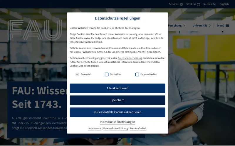 Website snapshot for Friedrich-Alexander-Universität Erlangen-Nürnberg