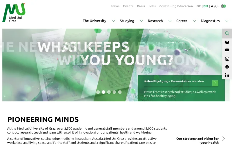 Website snapshot for Medical University of Graz