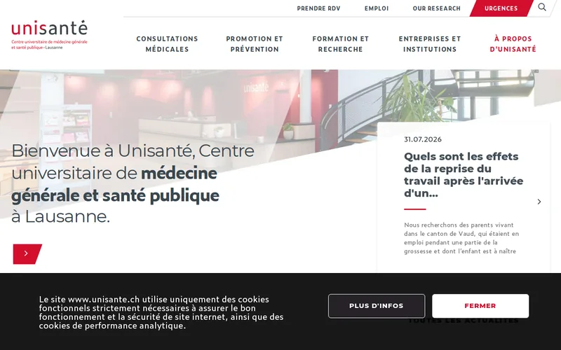 Website snapshot for Institute of Social and Preventive Medicine
