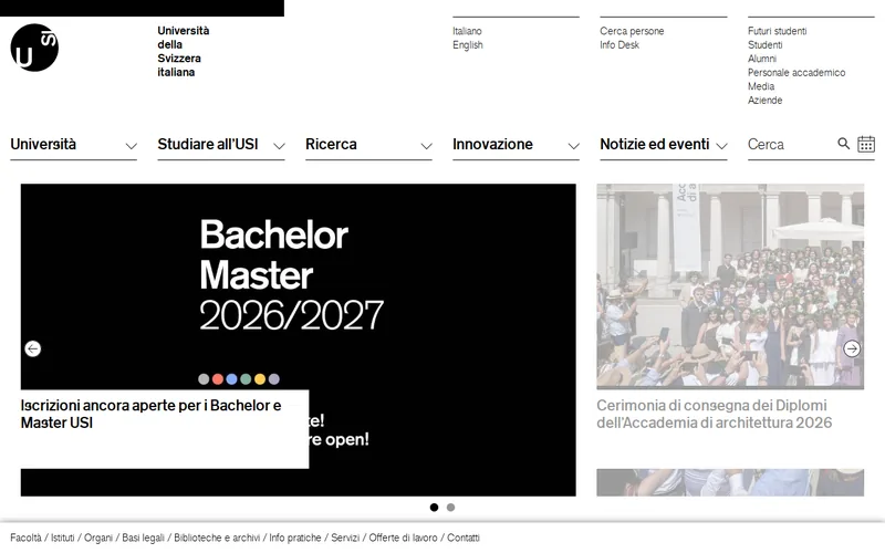 Website snapshot for Università della Svizzera italiana