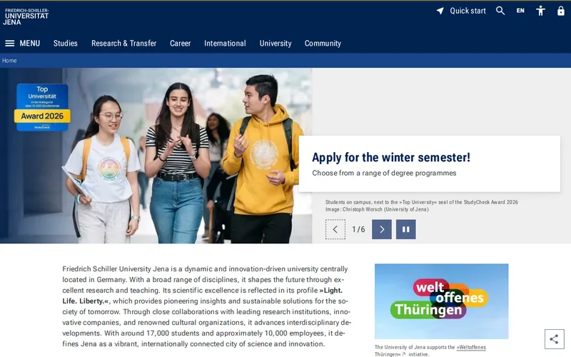 Website snapshot for Friedrich Schiller University Jena