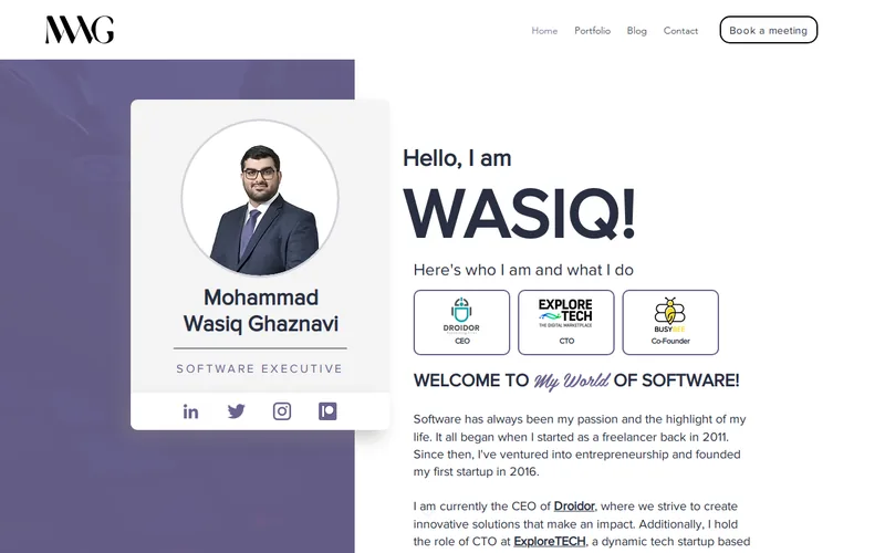 Website snapshot for Wasiq Bokhari