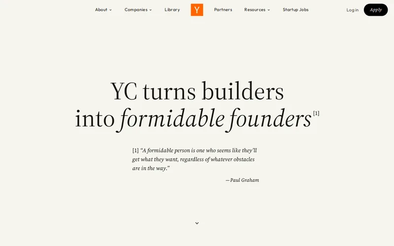 Website snapshot for Y Combinator